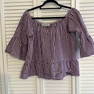 Blakely purple and white gingham top
